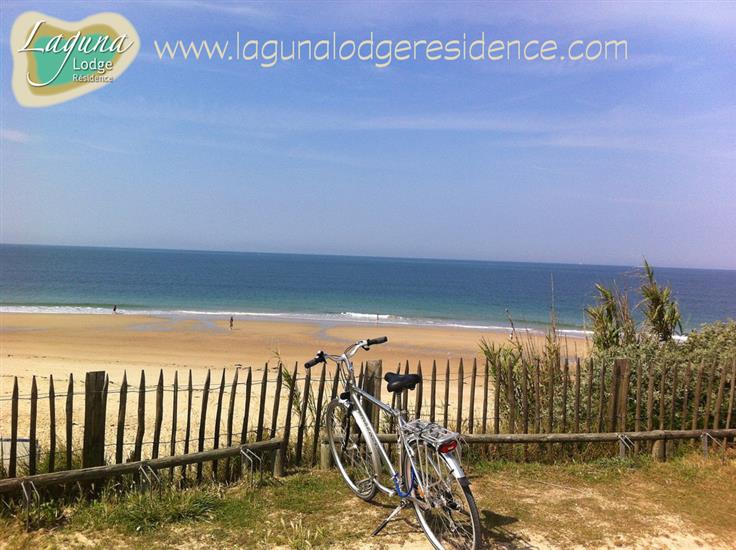 Strand bereikbaar met de fiets vanaf Laguna Lodge, Frankrijk
